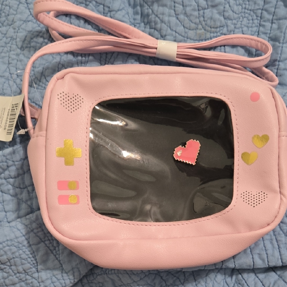 Hot Topic Pink and Gold Crossbody Bag